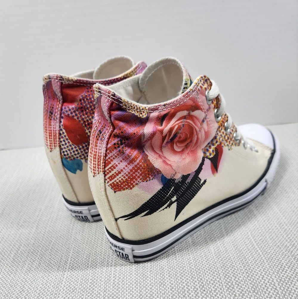 Converse Chuck Taylor All Star Lux Mid Rose sz 9.5 hidden wedge high top sneaker